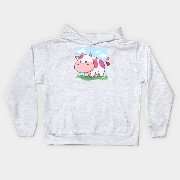 Strawberry Cow Kids Hoodie by Art By Ridley